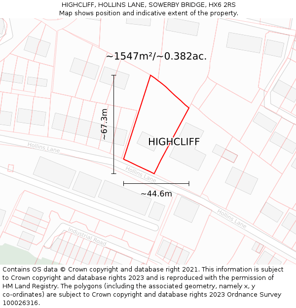 HIGHCLIFF, HOLLINS LANE, SOWERBY BRIDGE, HX6 2RS: Plot and title map