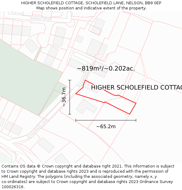 HIGHER SCHOLEFIELD COTTAGE, SCHOLEFIELD LANE, NELSON, BB9 0EP: Plot and title map