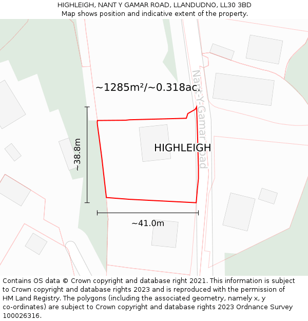 HIGHLEIGH, NANT Y GAMAR ROAD, LLANDUDNO, LL30 3BD: Plot and title map