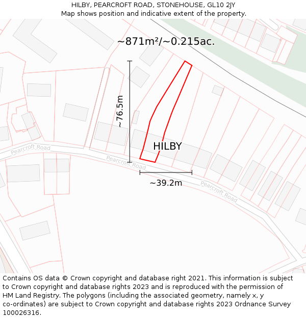 HILBY, PEARCROFT ROAD, STONEHOUSE, GL10 2JY: Plot and title map