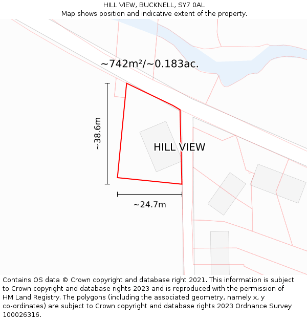 HILL VIEW, BUCKNELL, SY7 0AL: Plot and title map