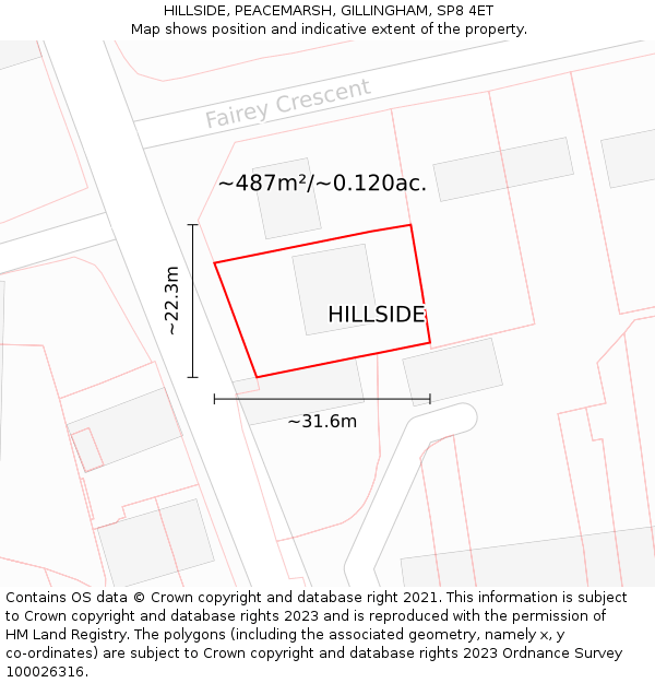 HILLSIDE, PEACEMARSH, GILLINGHAM, SP8 4ET: Plot and title map