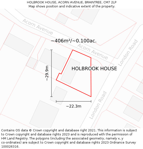 HOLBROOK HOUSE, ACORN AVENUE, BRAINTREE, CM7 2LP: Plot and title map