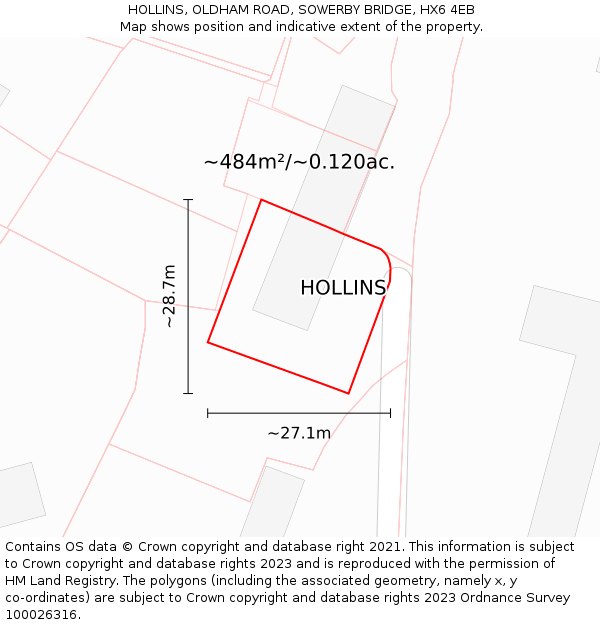 HOLLINS, OLDHAM ROAD, SOWERBY BRIDGE, HX6 4EB: Plot and title map