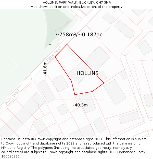 HOLLINS, PARK WALK, BUCKLEY, CH7 3NA: Plot and title map