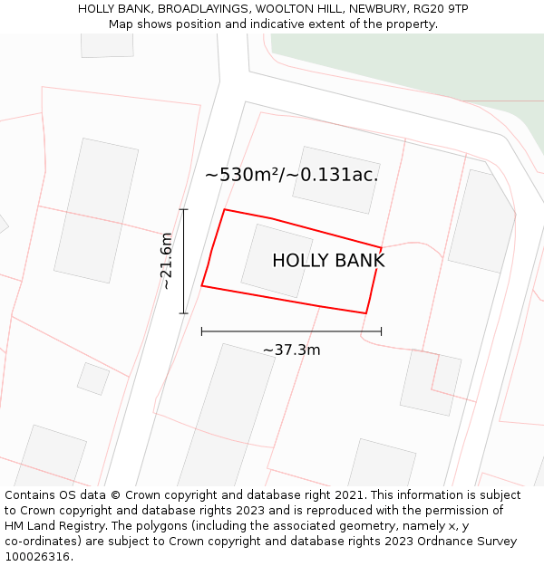 HOLLY BANK, BROADLAYINGS, WOOLTON HILL, NEWBURY, RG20 9TP: Plot and title map