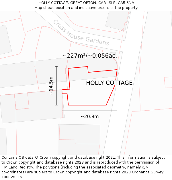 HOLLY COTTAGE, GREAT ORTON, CARLISLE, CA5 6NA: Plot and title map