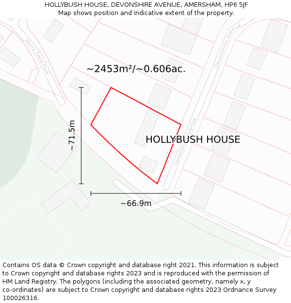 HOLLYBUSH HOUSE, DEVONSHIRE AVENUE, AMERSHAM, HP6 5JF: Plot and title map