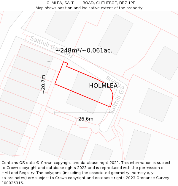 HOLMLEA, SALTHILL ROAD, CLITHEROE, BB7 1PE: Plot and title map