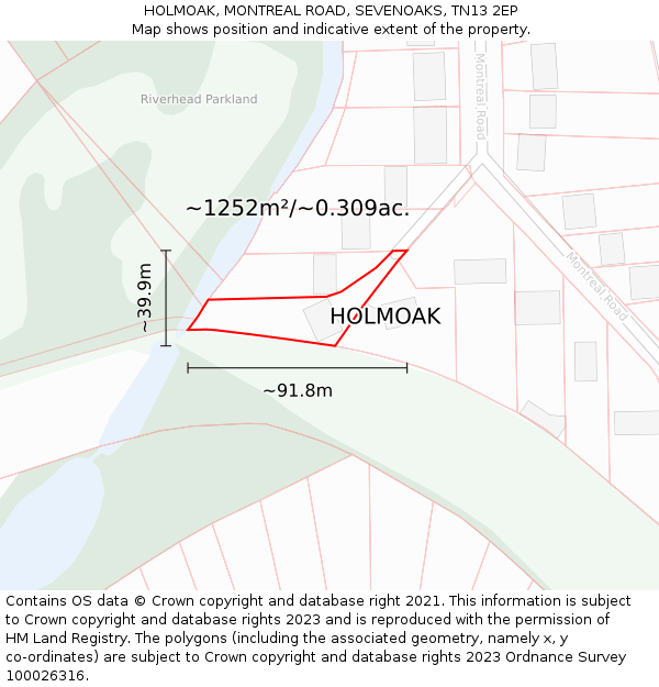 HOLMOAK, MONTREAL ROAD, SEVENOAKS, TN13 2EP: Plot and title map