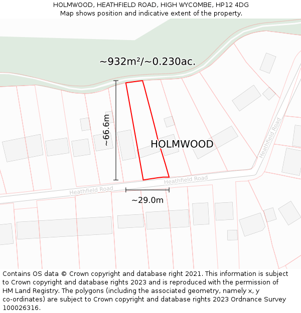 HOLMWOOD, HEATHFIELD ROAD, HIGH WYCOMBE, HP12 4DG: Plot and title map