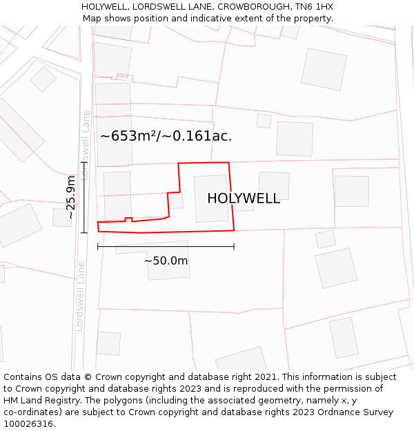 HOLYWELL, LORDSWELL LANE, CROWBOROUGH, TN6 1HX: Plot and title map