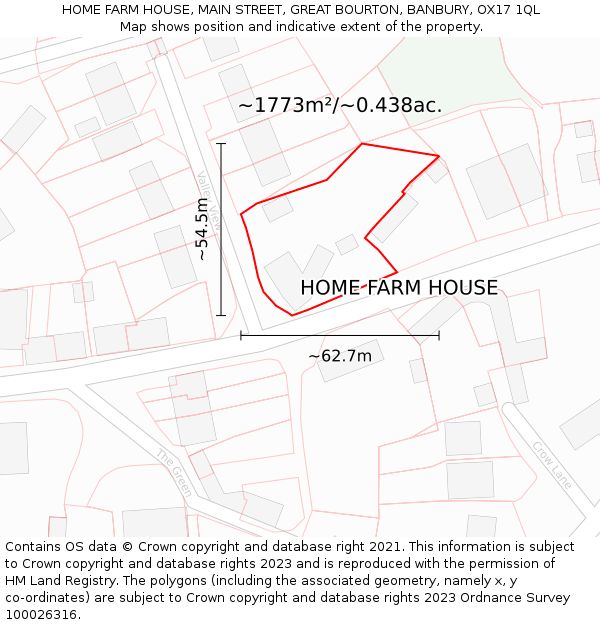 HOME FARM HOUSE, MAIN STREET, GREAT BOURTON, BANBURY, OX17 1QL: Plot and title map