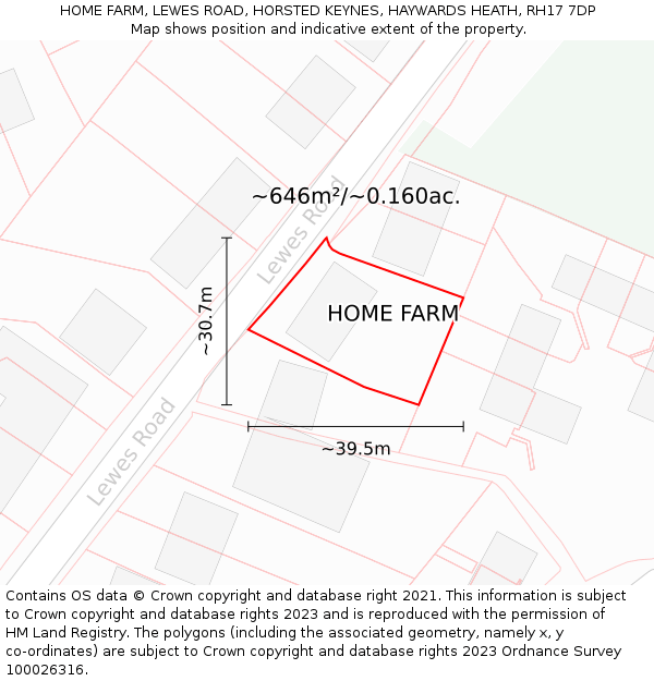 HOME FARM, LEWES ROAD, HORSTED KEYNES, HAYWARDS HEATH, RH17 7DP: Plot and title map