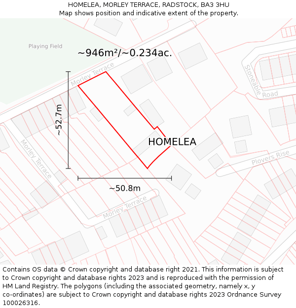 HOMELEA, MORLEY TERRACE, RADSTOCK, BA3 3HU: Plot and title map