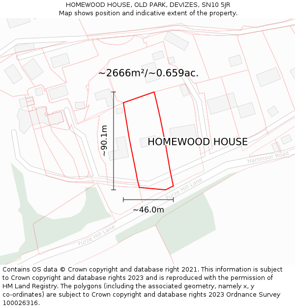 HOMEWOOD HOUSE, OLD PARK, DEVIZES, SN10 5JR: Plot and title map