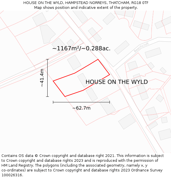 HOUSE ON THE WYLD, HAMPSTEAD NORREYS, THATCHAM, RG18 0TF: Plot and title map