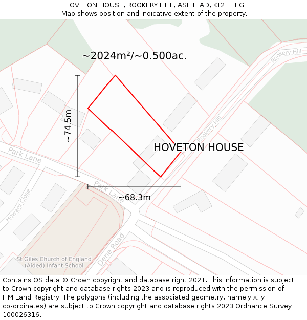 HOVETON HOUSE, ROOKERY HILL, ASHTEAD, KT21 1EG: Plot and title map