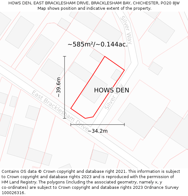 HOWS DEN, EAST BRACKLESHAM DRIVE, BRACKLESHAM BAY, CHICHESTER, PO20 8JW: Plot and title map