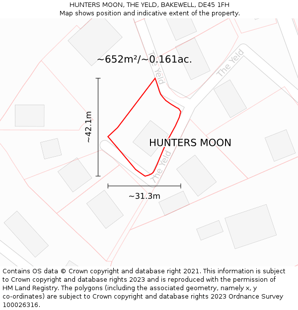 HUNTERS MOON, THE YELD, BAKEWELL, DE45 1FH: Plot and title map