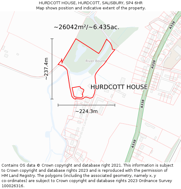 HURDCOTT HOUSE, HURDCOTT, SALISBURY, SP4 6HR: Plot and title map