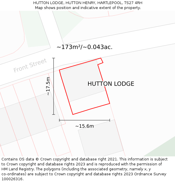 HUTTON LODGE, HUTTON HENRY, HARTLEPOOL, TS27 4RH: Plot and title map