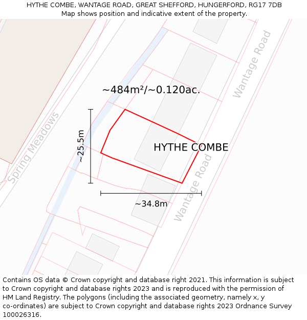 HYTHE COMBE, WANTAGE ROAD, GREAT SHEFFORD, HUNGERFORD, RG17 7DB: Plot and title map