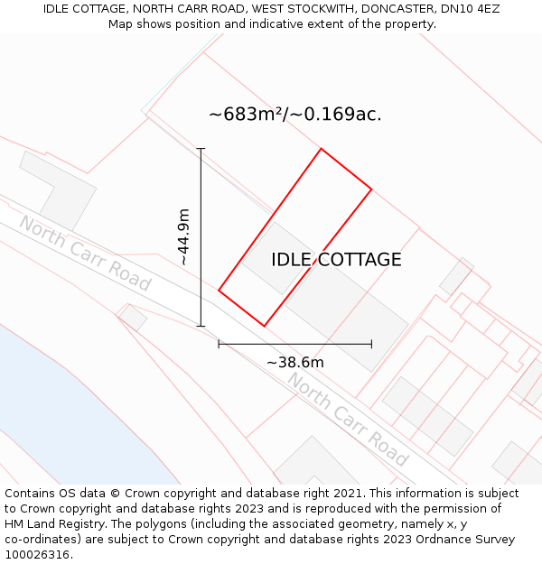 IDLE COTTAGE, NORTH CARR ROAD, WEST STOCKWITH, DONCASTER, DN10 4EZ: Plot and title map