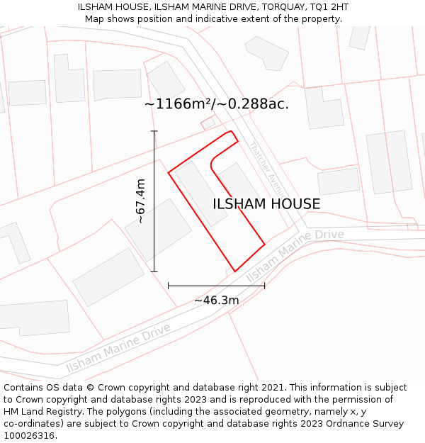 ILSHAM HOUSE, ILSHAM MARINE DRIVE, TORQUAY, TQ1 2HT: Plot and title map