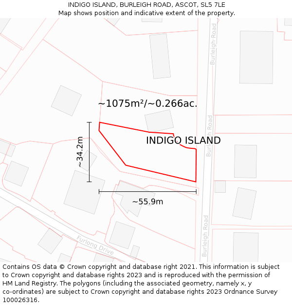 INDIGO ISLAND, BURLEIGH ROAD, ASCOT, SL5 7LE: Plot and title map