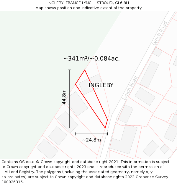 INGLEBY, FRANCE LYNCH, STROUD, GL6 8LL: Plot and title map