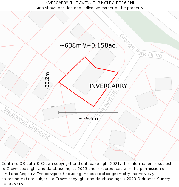 INVERCARRY, THE AVENUE, BINGLEY, BD16 1NL: Plot and title map