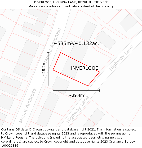 INVERLOOE, HIGHWAY LANE, REDRUTH, TR15 1SE: Plot and title map