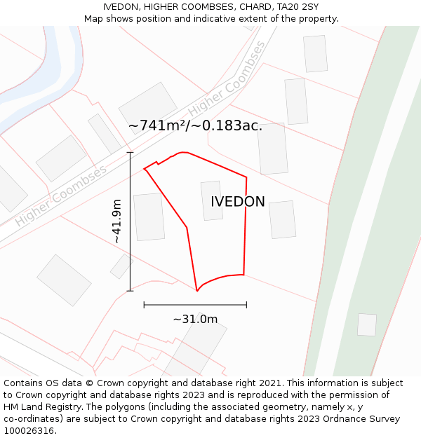 IVEDON, HIGHER COOMBSES, CHARD, TA20 2SY: Plot and title map