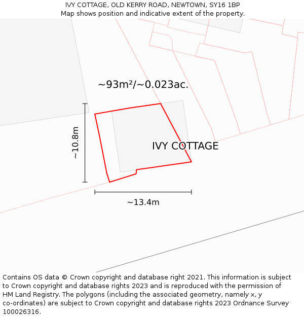IVY COTTAGE, OLD KERRY ROAD, NEWTOWN, SY16 1BP: Plot and title map
