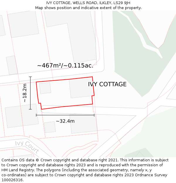 IVY COTTAGE, WELLS ROAD, ILKLEY, LS29 9JH: Plot and title map