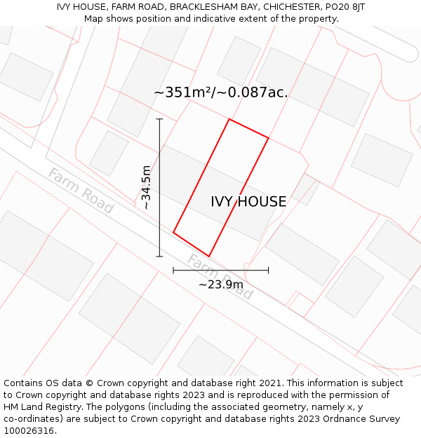 IVY HOUSE, FARM ROAD, BRACKLESHAM BAY, CHICHESTER, PO20 8JT: Plot and title map