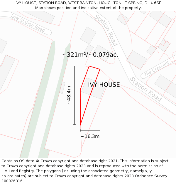 IVY HOUSE, STATION ROAD, WEST RAINTON, HOUGHTON LE SPRING, DH4 6SE: Plot and title map