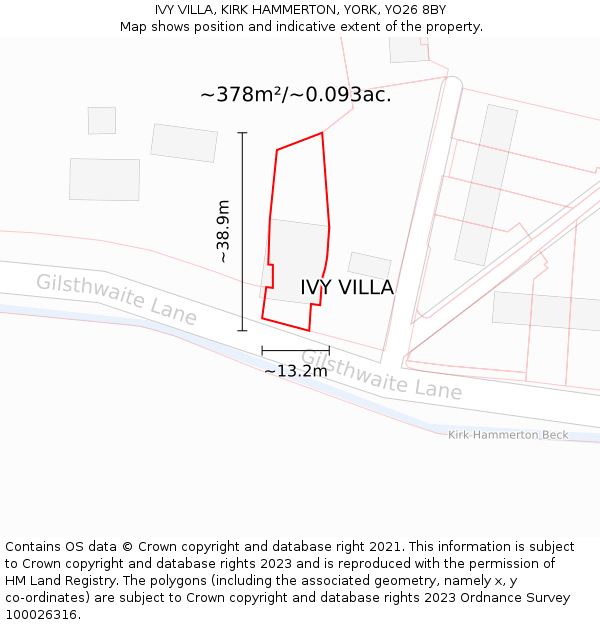 IVY VILLA, KIRK HAMMERTON, YORK, YO26 8BY: Plot and title map
