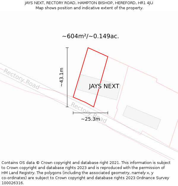 JAYS NEXT, RECTORY ROAD, HAMPTON BISHOP, HEREFORD, HR1 4JU: Plot and title map