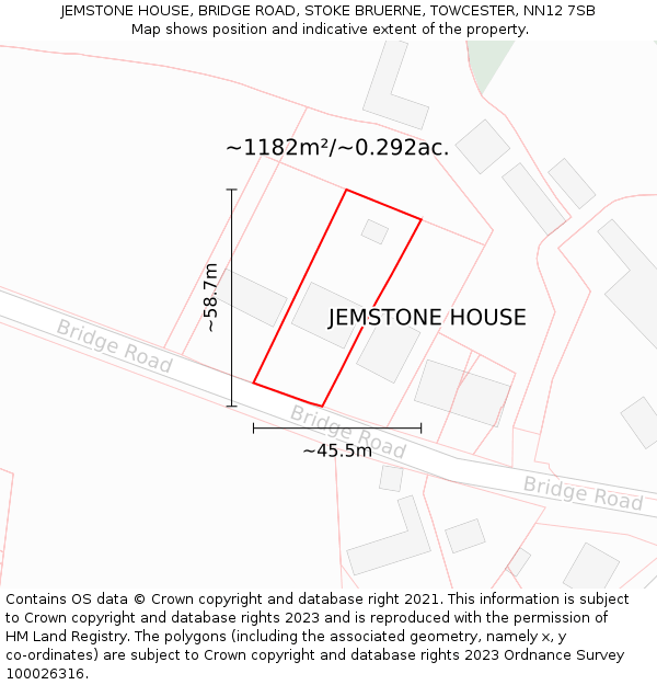 JEMSTONE HOUSE, BRIDGE ROAD, STOKE BRUERNE, TOWCESTER, NN12 7SB: Plot and title map