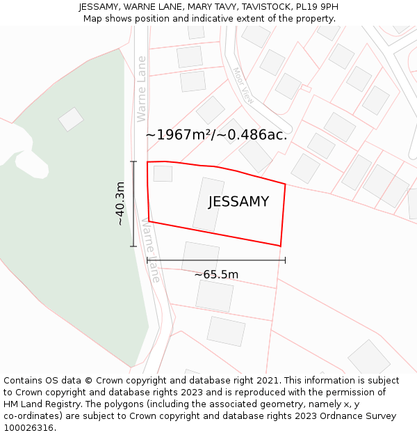 JESSAMY, WARNE LANE, MARY TAVY, TAVISTOCK, PL19 9PH: Plot and title map