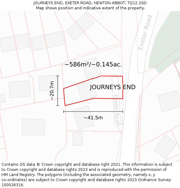 JOURNEYS END, EXETER ROAD, NEWTON ABBOT, TQ12 2SD: Plot and title map