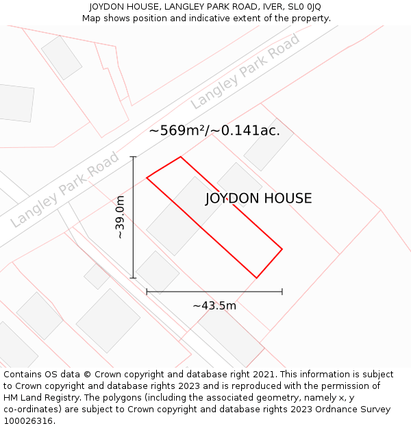 JOYDON HOUSE, LANGLEY PARK ROAD, IVER, SL0 0JQ: Plot and title map