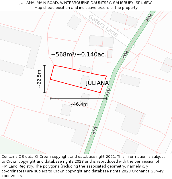 JULIANA, MAIN ROAD, WINTERBOURNE DAUNTSEY, SALISBURY, SP4 6EW: Plot and title map