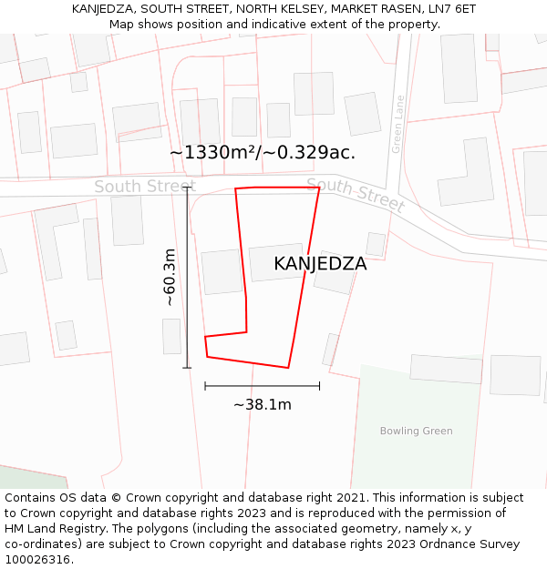 KANJEDZA, SOUTH STREET, NORTH KELSEY, MARKET RASEN, LN7 6ET: Plot and title map