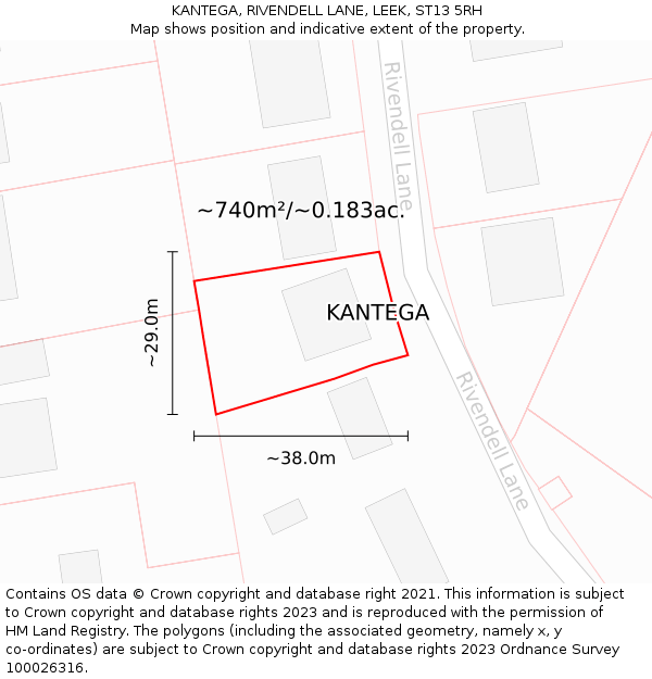 KANTEGA, RIVENDELL LANE, LEEK, ST13 5RH: Plot and title map