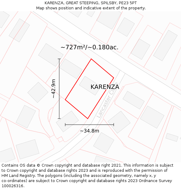 KARENZA, GREAT STEEPING, SPILSBY, PE23 5PT: Plot and title map