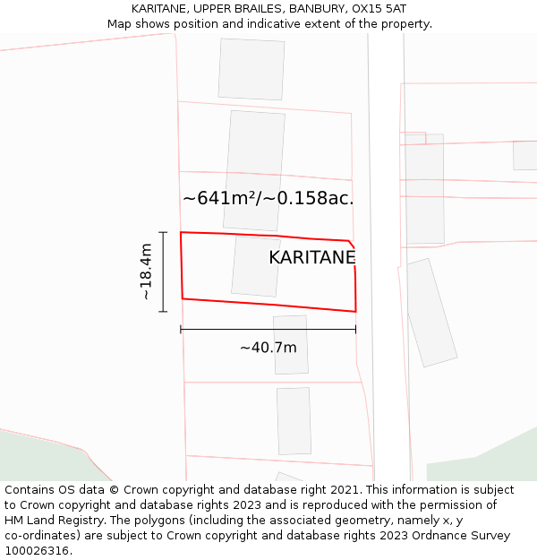 KARITANE, UPPER BRAILES, BANBURY, OX15 5AT: Plot and title map