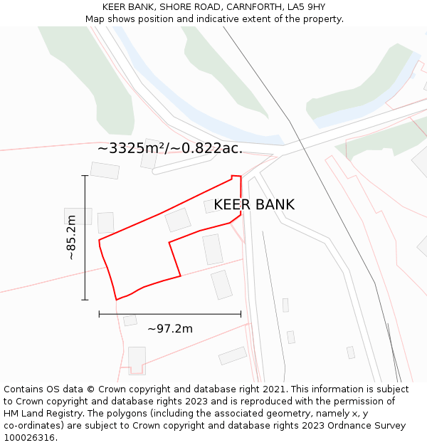 KEER BANK, SHORE ROAD, CARNFORTH, LA5 9HY: Plot and title map